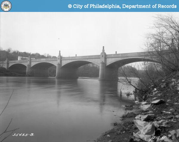 #7 Green Lane Over Schuylkill River - Schuylkill Navigation Canal and Reading Railroad - Looking Northwest From Canal Bank. 