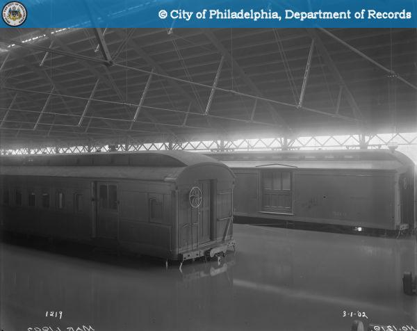 trains in the flooded train shed